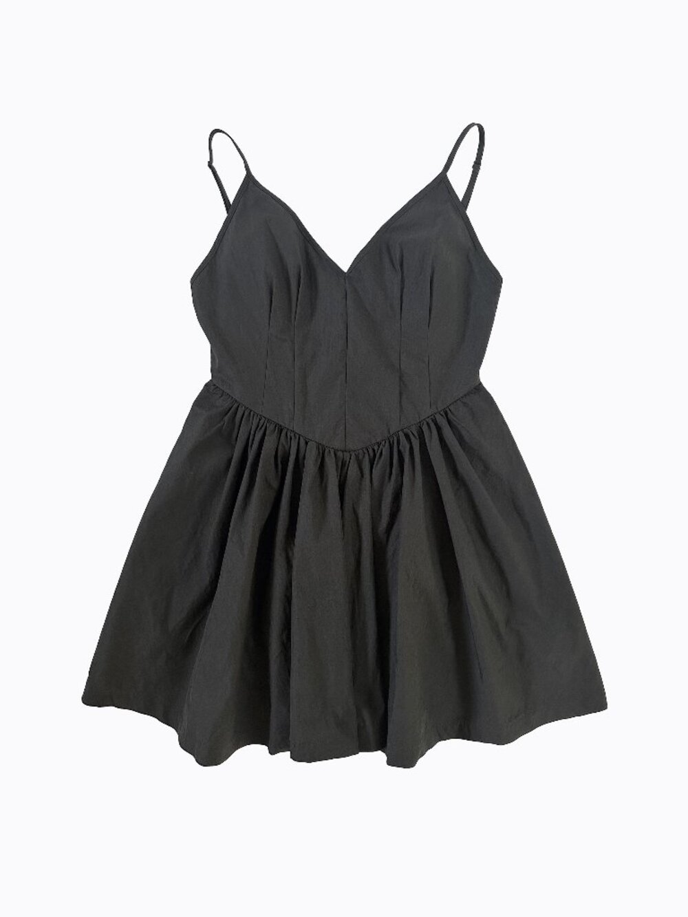 AQUA Bloomingdales Black Fit & Flare Mini Dress S Basque Pleated Pockets V-Neck